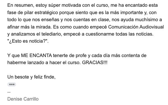 Email de Denise Carrillo — cierre